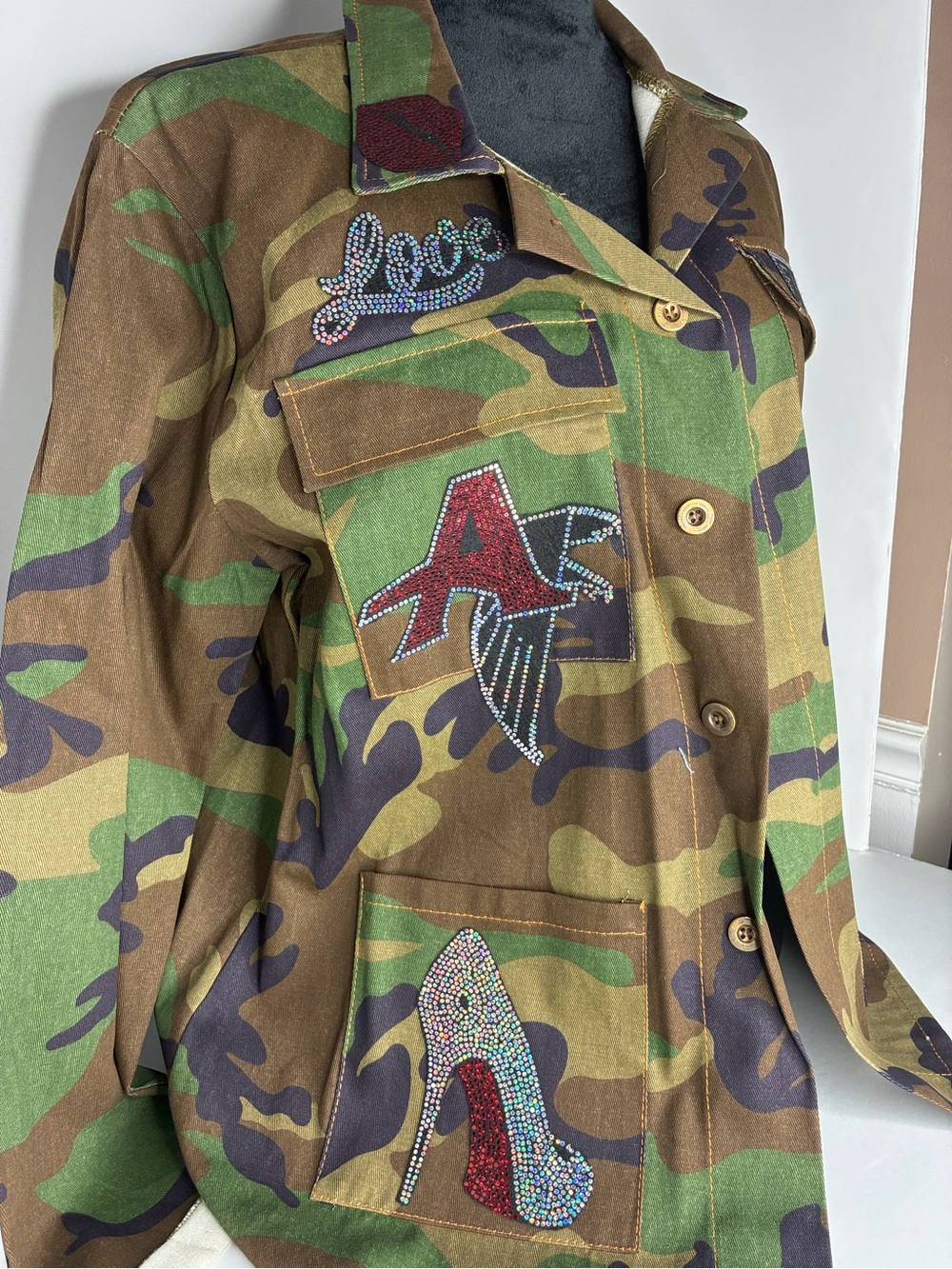 Atlanta Falcons Camo Embellished Jacket with Rhinestone Appliqués - Picture 2 of 7